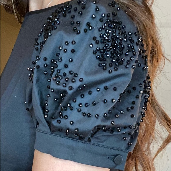 CO black puff beaded short sleeve top - Picture 2 of 3